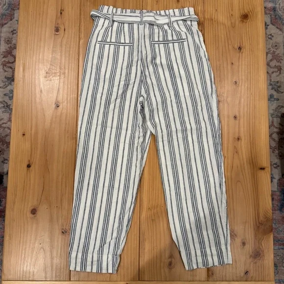 Madewell Striped High-Waisted Pants with Tie Belt - Picture 5 of 7